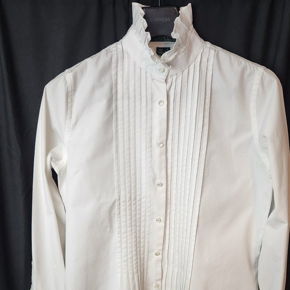 Ralph Lauren Pleated White Blouse - Picture 1 of 8